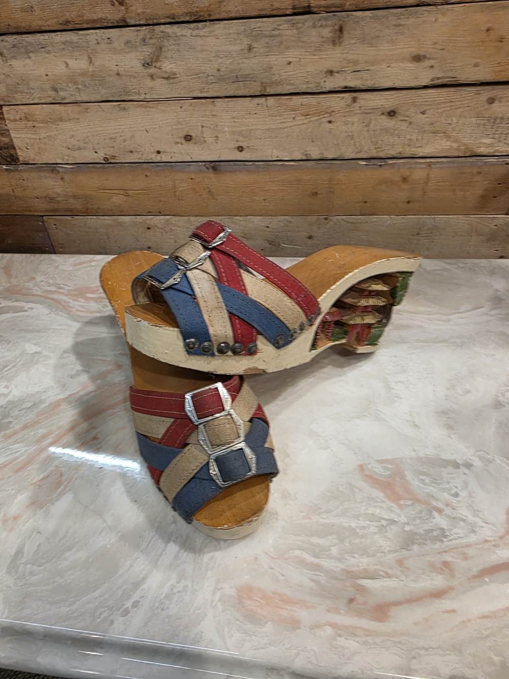 Hand-Carved Asian Inspired Wood Clogs - Picture 2 of 4
